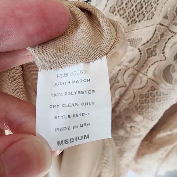 Boho Lace Neutral Western Judith March Bell Sleeve Mini Dress Medium - Picture 10 of 10